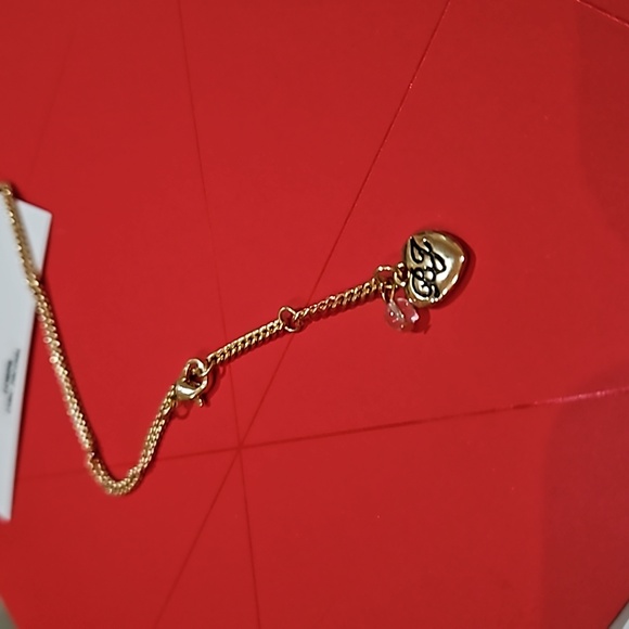 Betsey Johnson Dog Pendant Necklace CZ Crystals Gold Tone Chain NWT - Picture 3 of 11